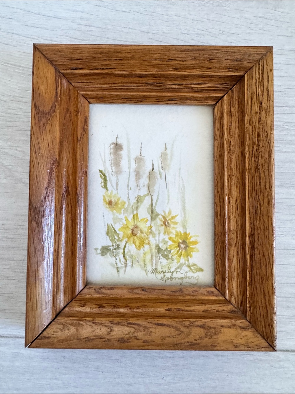 Original, watercolor, signed, and framed tiger lilies, and black-eyed Susans